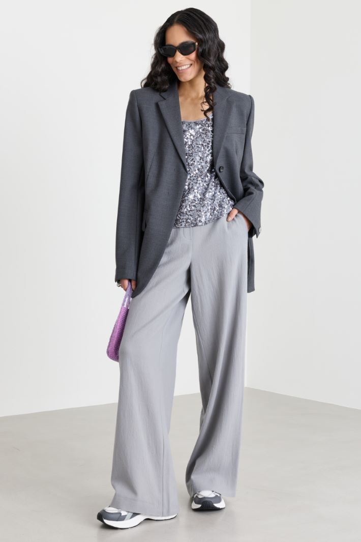 Pantalone dritto con inserto elastico in vita - GRIGIO - Intrend