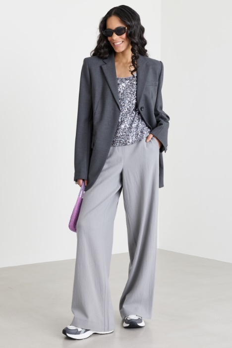 Pantalone dritto con inserto elastico in vita - Intrend
