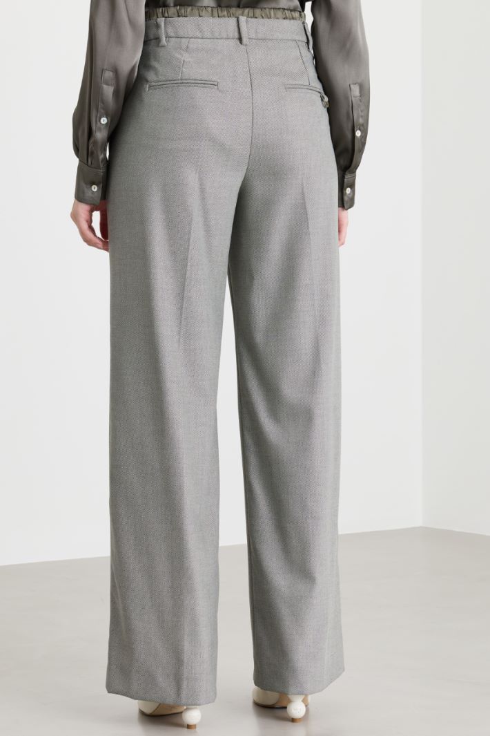 Satin-Detail Straight Trousers - GREY - Intrend - 4