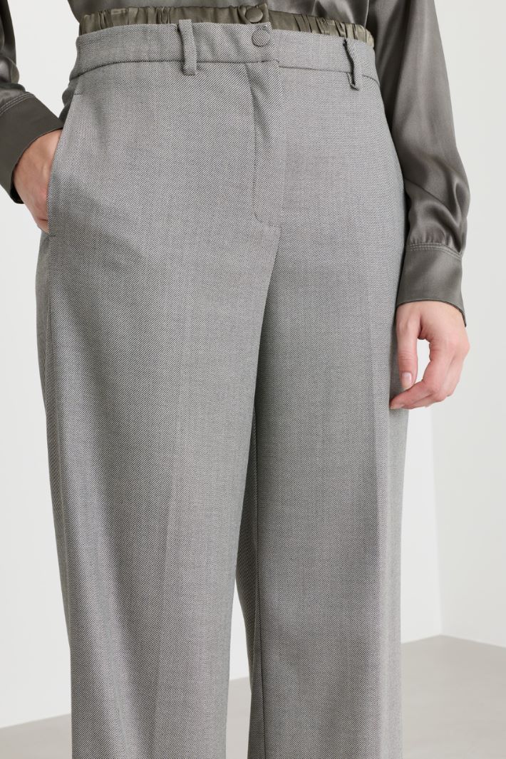 Satin-Detail Straight Trousers - GREY - Intrend - 3
