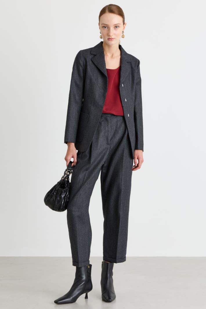 Pleated Trousers - GREY - Intrend
