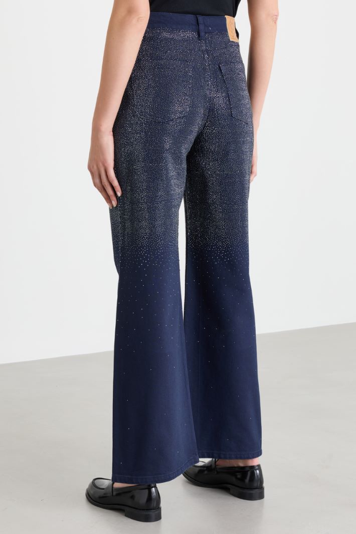 Jeans ampi con strass - BLU - Intrend - 4