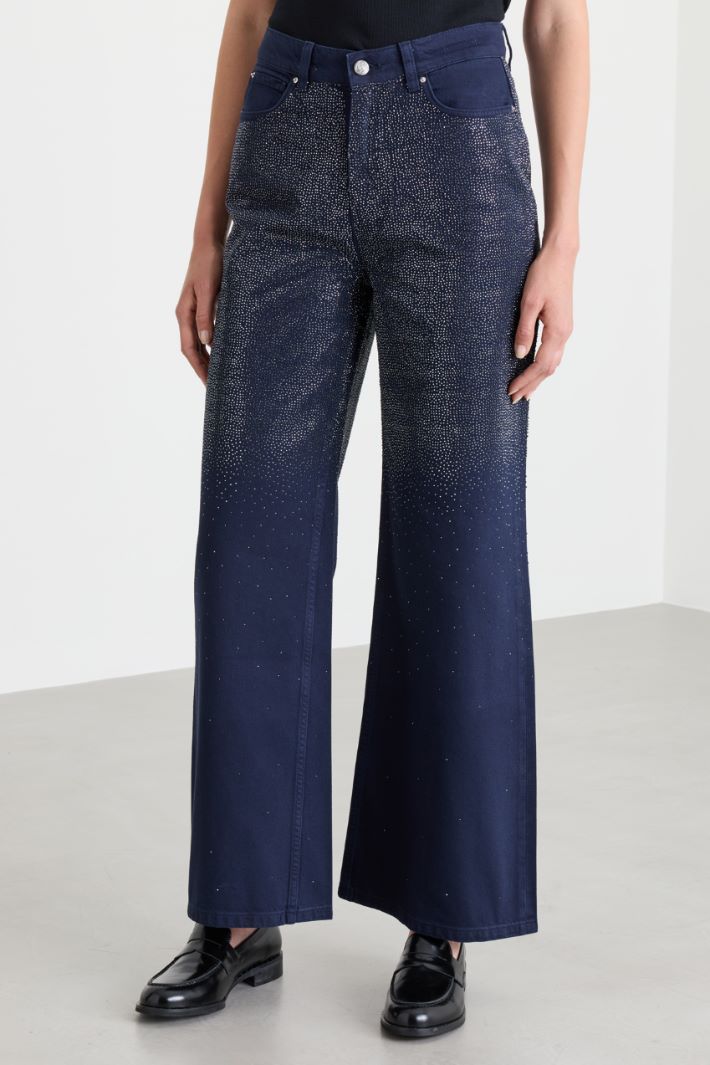 Jeans ampi con strass - BLU - Intrend - 2