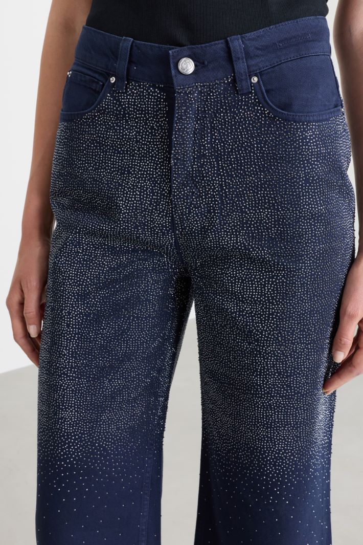 Jeans ampi con strass - BLU - Intrend - 3