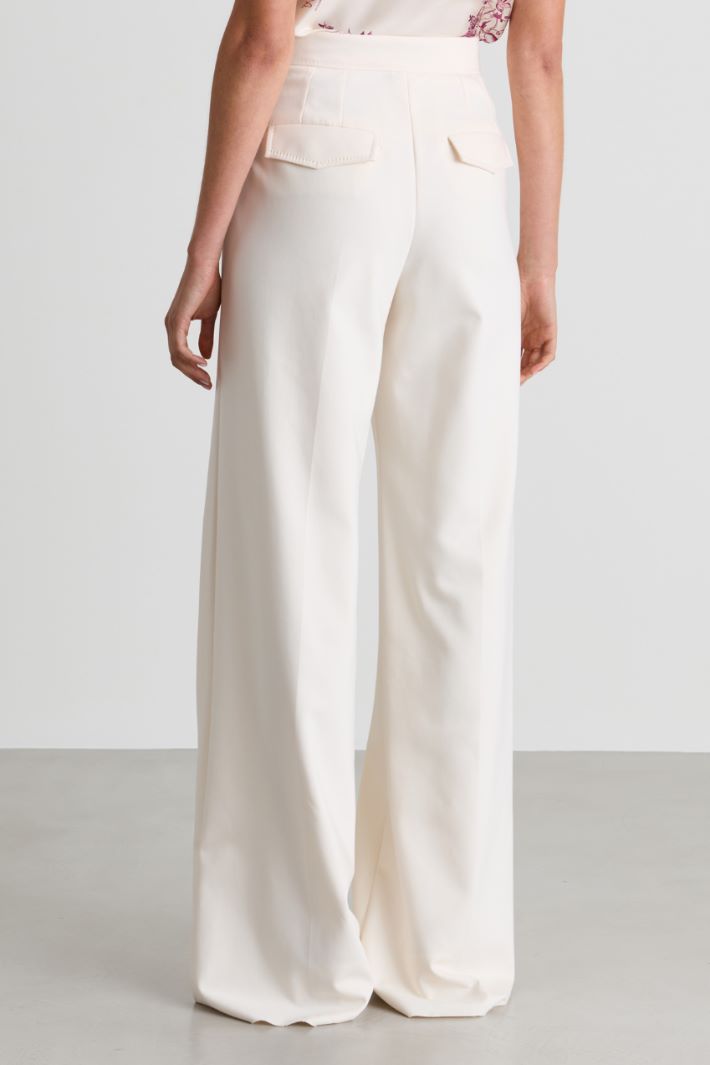 High-waisted button-detail trousers - WHITE - Intrend - 4