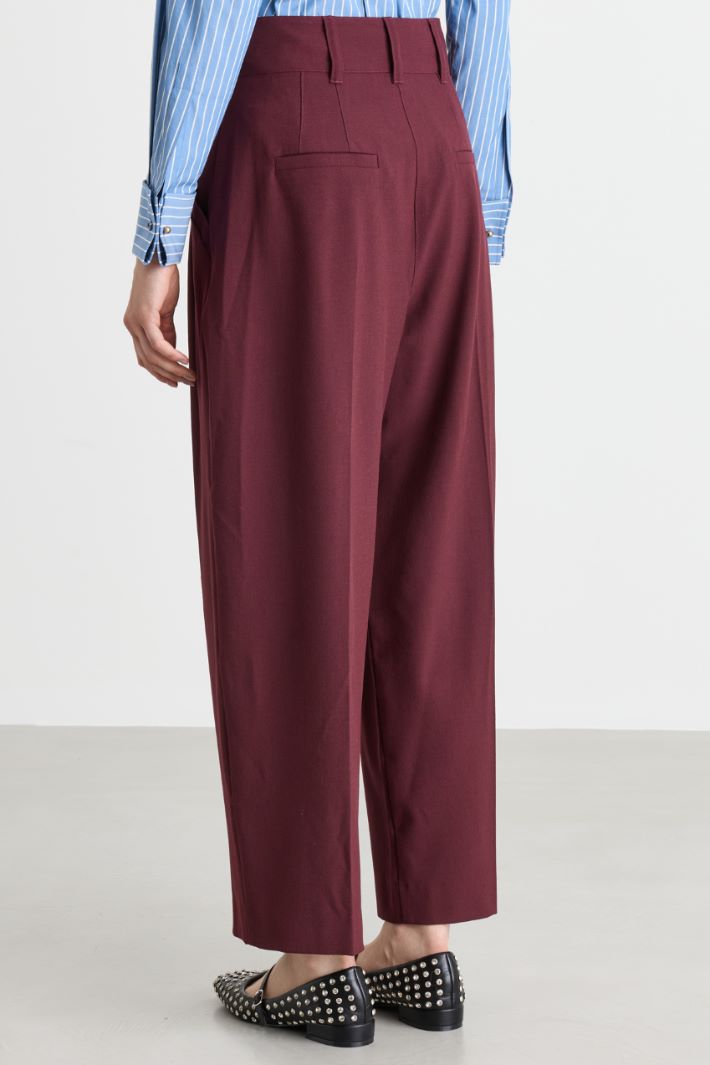 Stretch Canvas Trousers - BORDEAUX - Intrend - 4