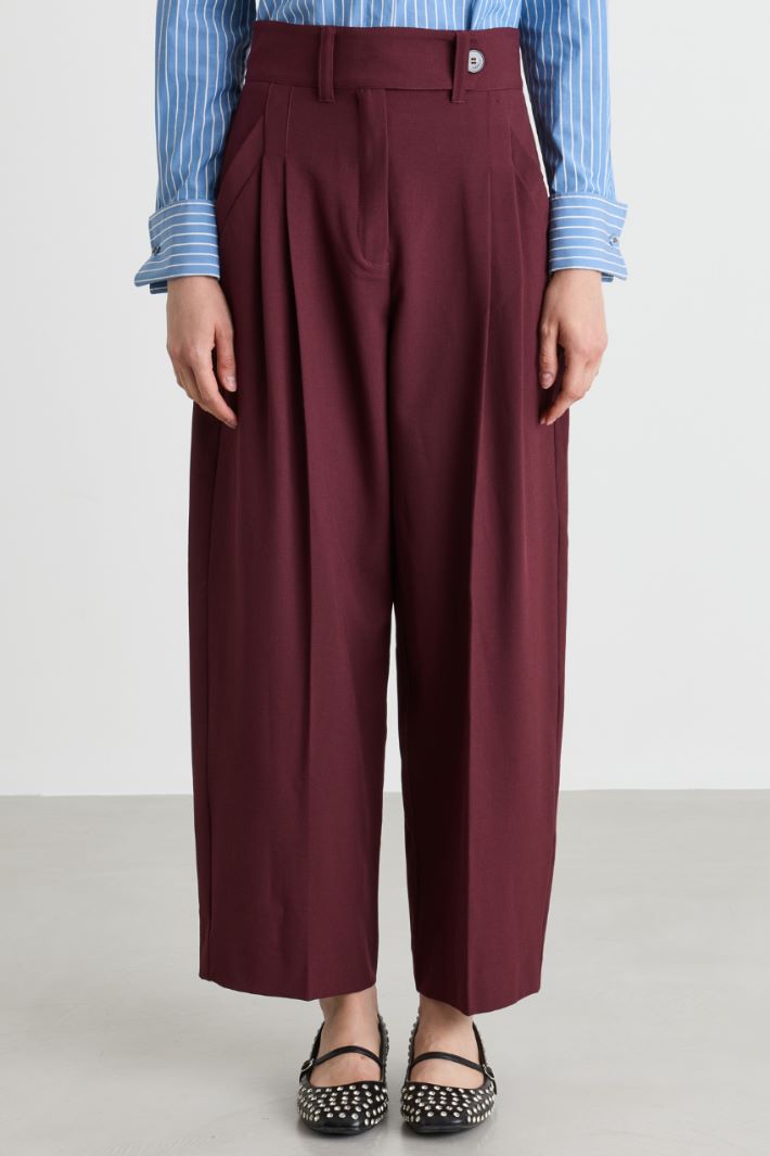 Stretch Canvas Trousers - BORDEAUX - Intrend - 2