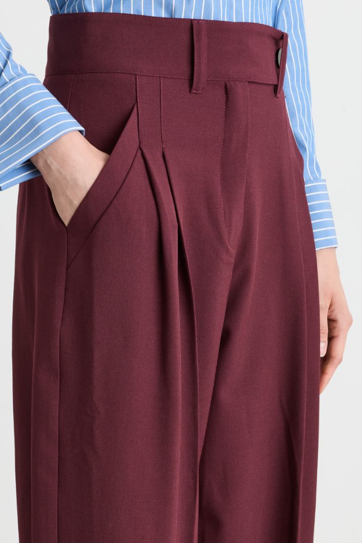 Stretch Canvas Trousers - BORDEAUX - Intrend - 3