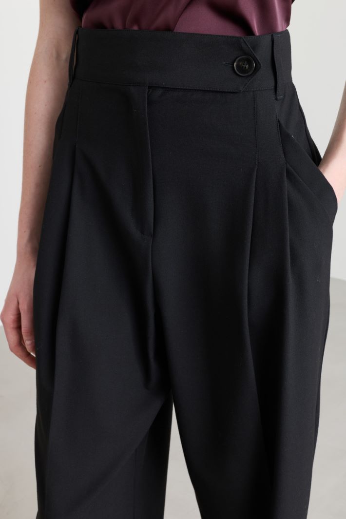 Stretch Canvas Trousers - BLACK - Intrend - 3