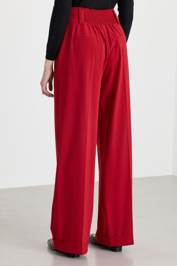 High-waisted Belted Trousers - RED - Intrend - 4