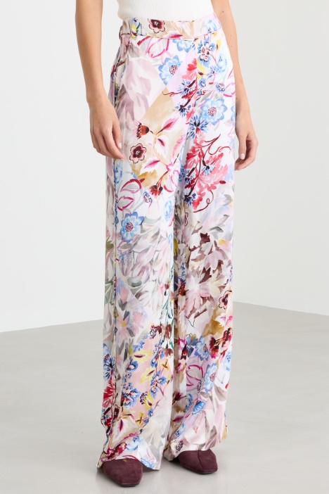 Pantalone in raso stampato