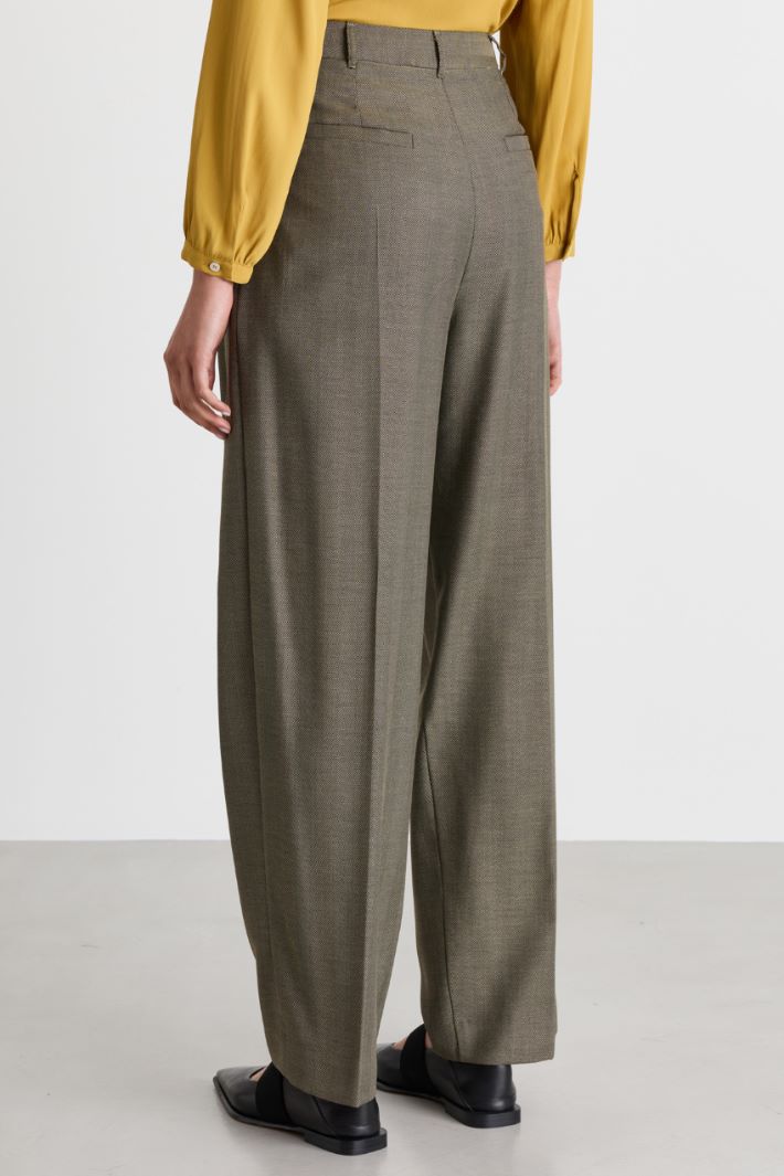 Carrot-fit twill trousers - GREEN - Intrend - 4