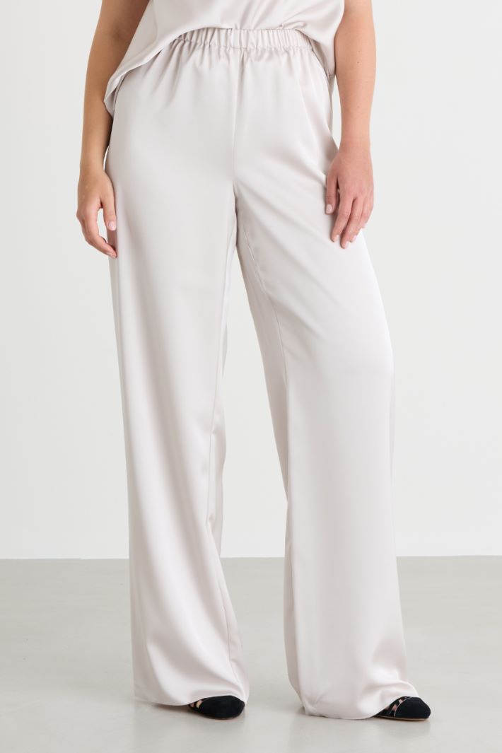Wide-leg satin trousers - GREY - Intrend - 2