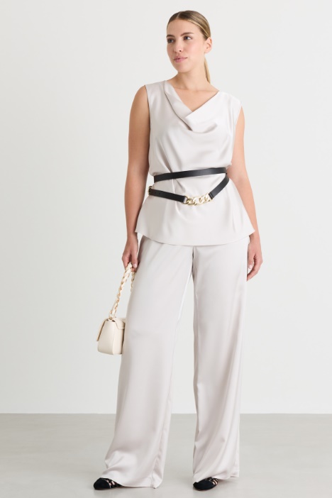 Wide-leg satin trousers - Intrend