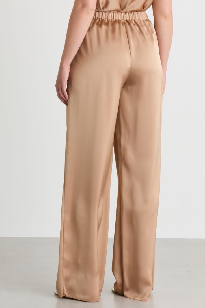 Wide-leg satin trousers - CAMEL - Intrend - 4