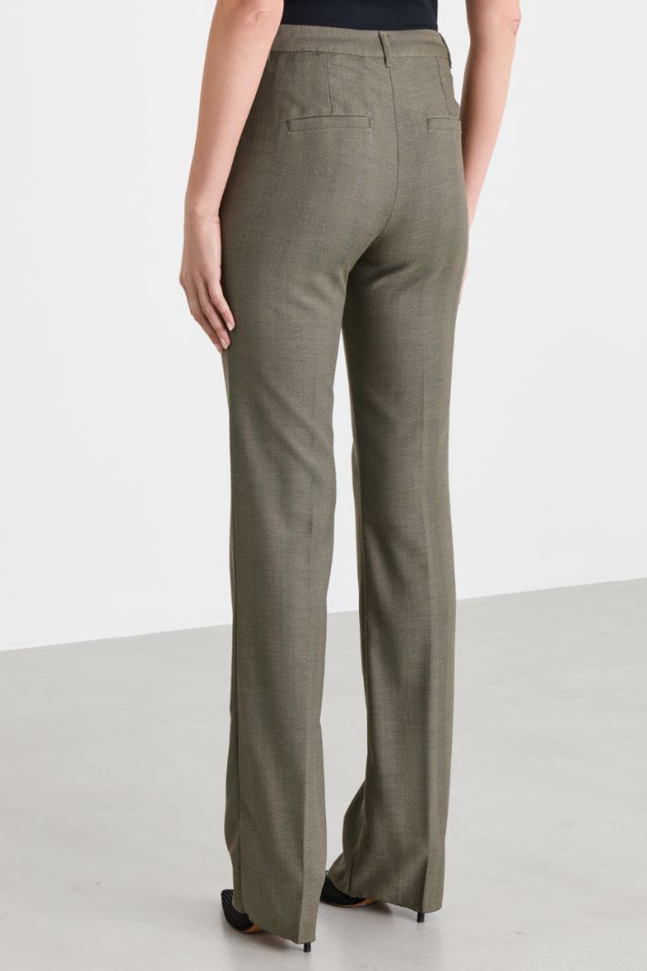 Chevron twill trousers - BEIGE - Intrend - 4