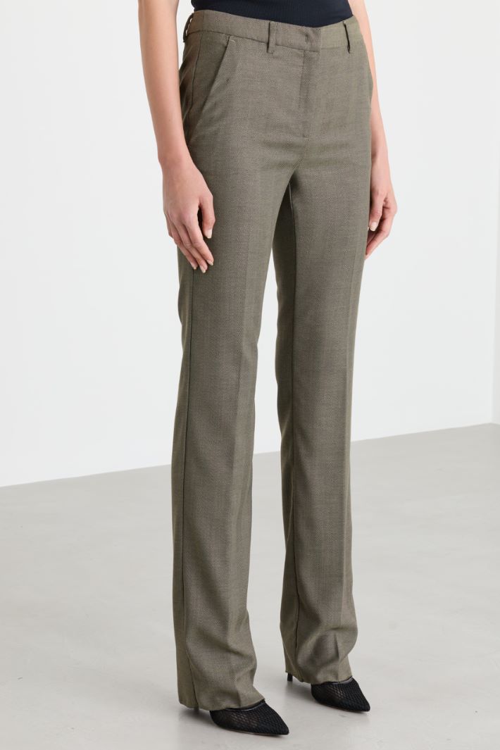 Chevron twill trousers - BEIGE - Intrend - 2