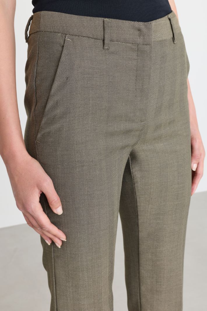 Chevron twill trousers - BEIGE - Intrend - 3