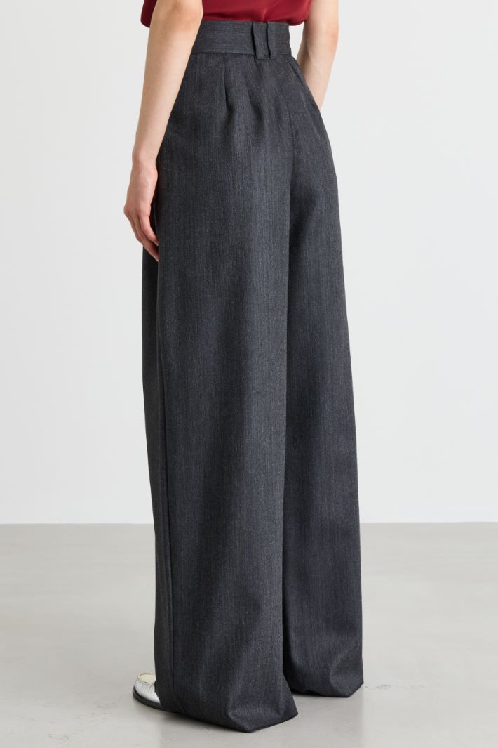 Pleated wide-leg trousers - GREY - Intrend - 4