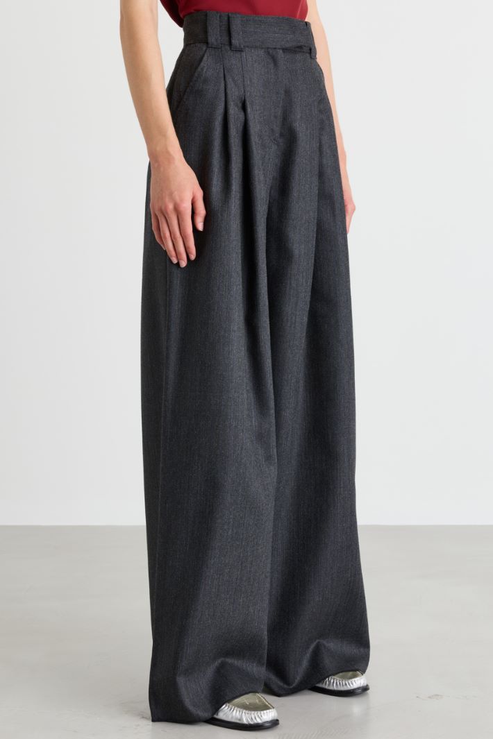 Pleated wide-leg trousers - GREY - Intrend - 2