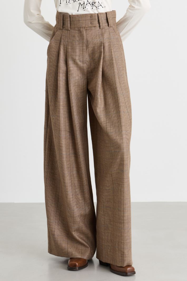 Pleated wide-leg trousers - CAMEL BROWN - Intrend - 2