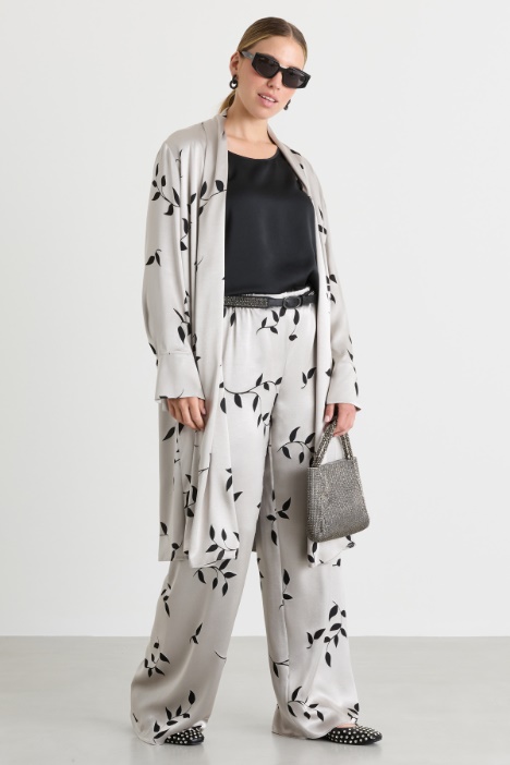 Wide-leg dévoré satin trousers - Intrend