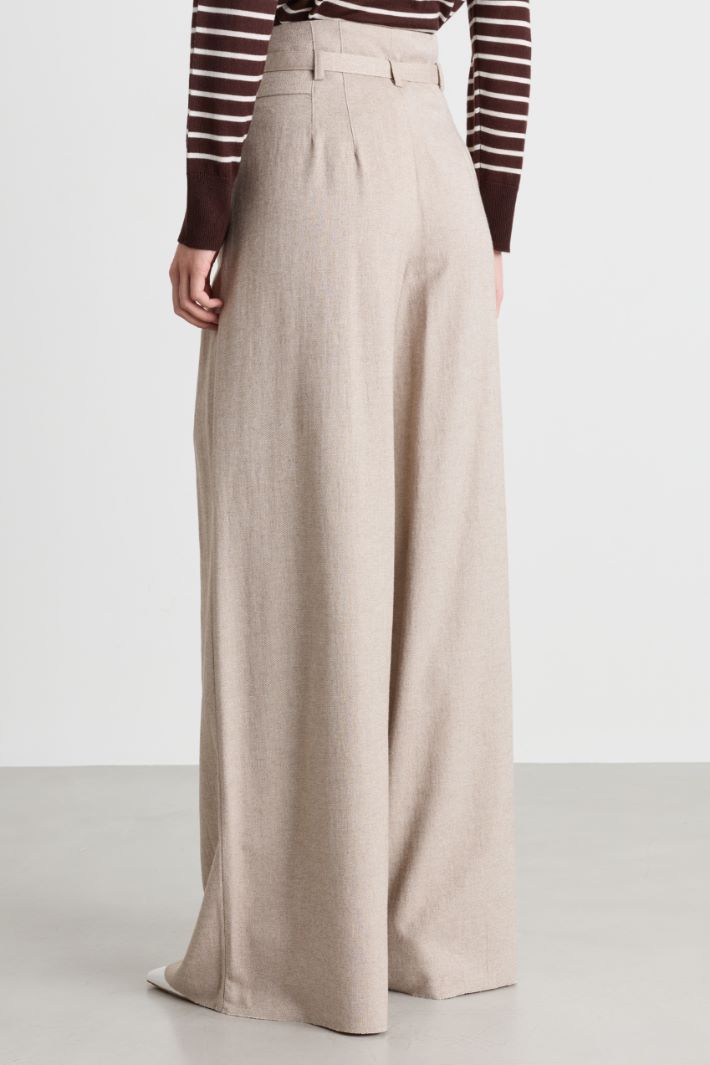 Stretch palazzo trousers - BEIGE - Intrend - 4