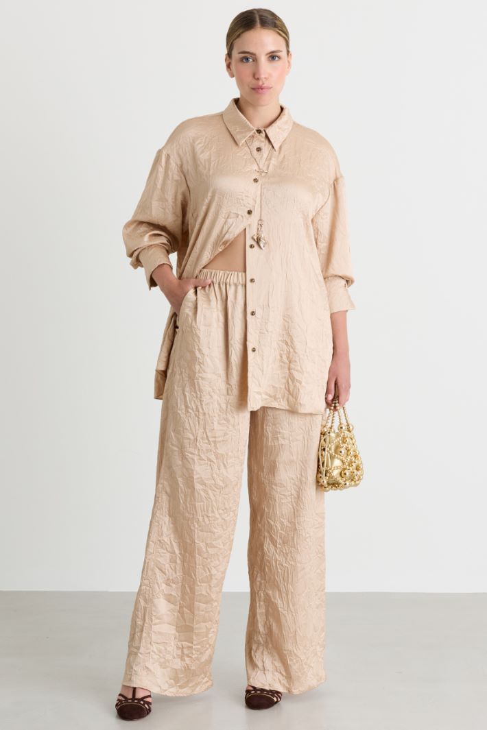 Crinkle Twill Trousers - CAMEL - Intrend