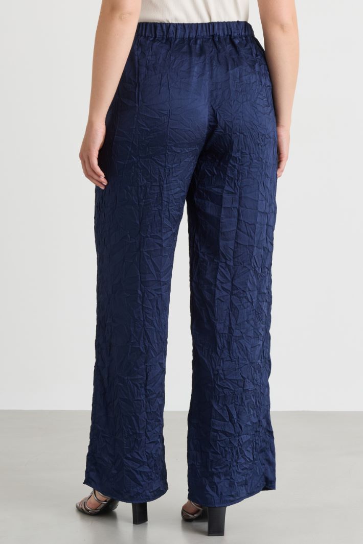 Crinkle Twill Trousers - BLUE - Intrend - 4