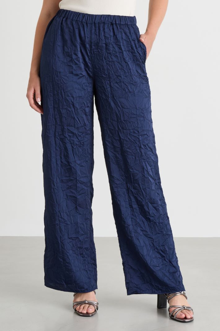 Crinkle Twill Trousers - BLUE - Intrend - 2