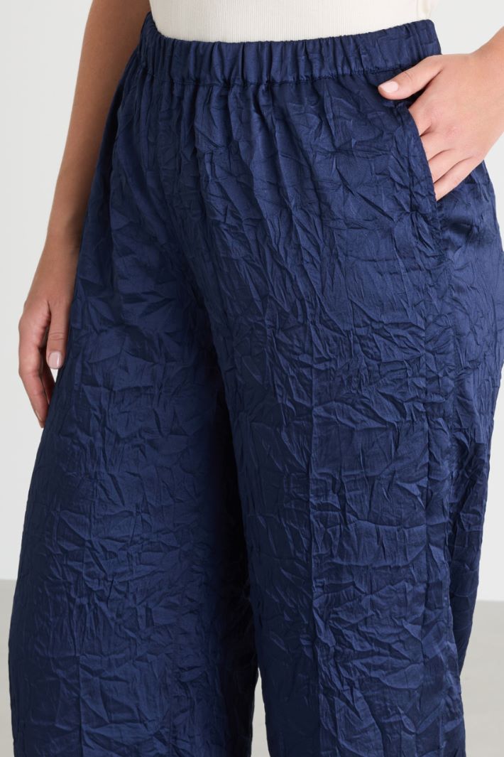Crinkle Twill Trousers - BLUE - Intrend - 3