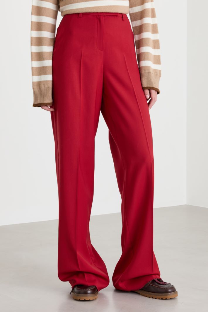 Fluid wide-leg trousers - RED - Intrend - 2