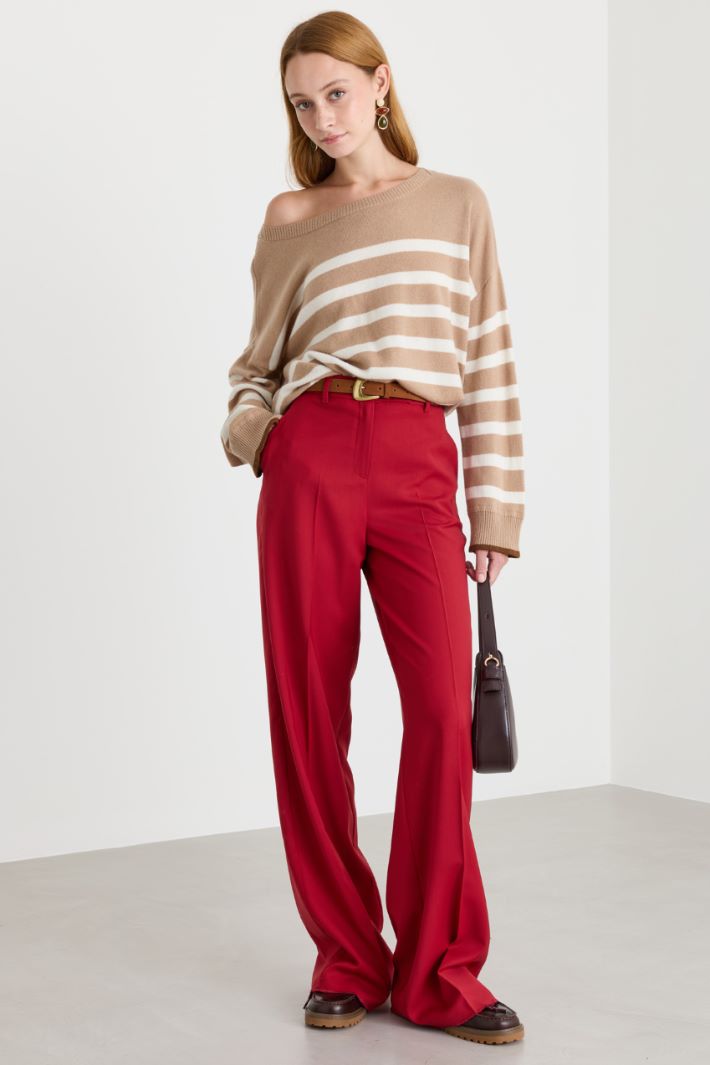 Fluid wide-leg trousers - RED - Intrend