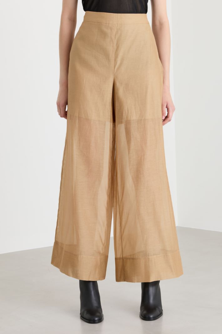 Wide-leg organza trousers - CAMEL - Intrend - 2