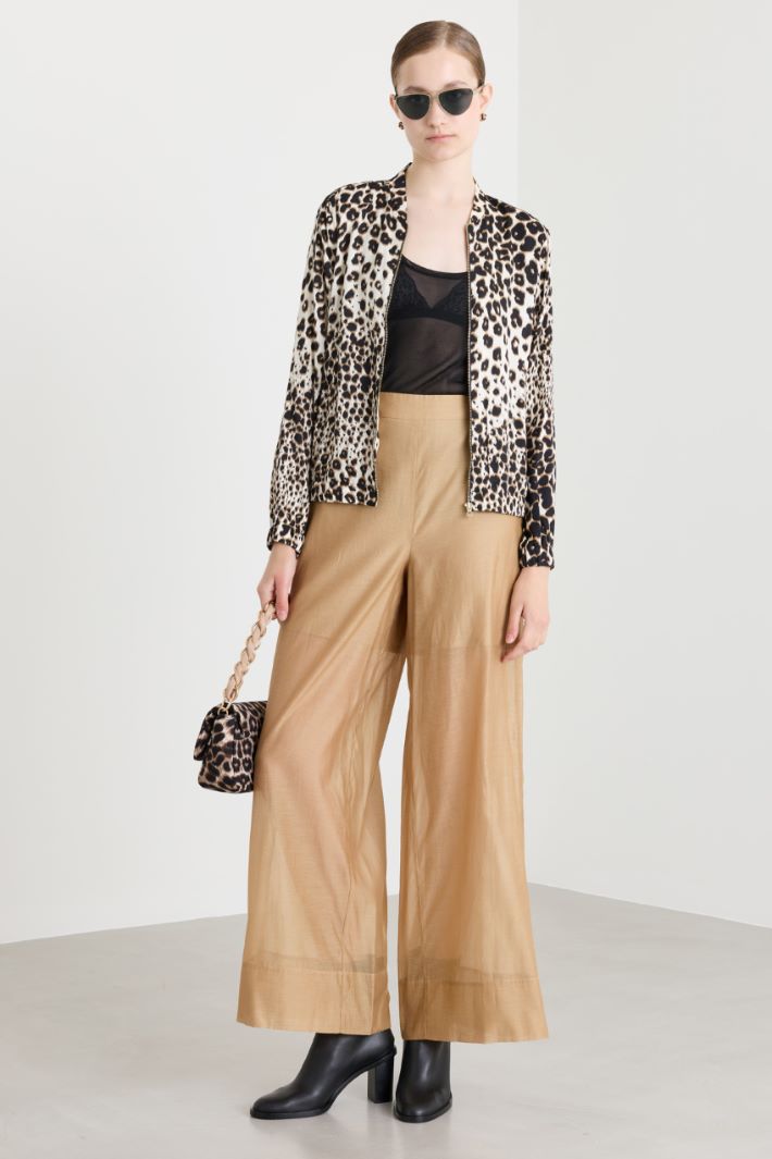 Wide-leg organza trousers - CAMEL - Intrend