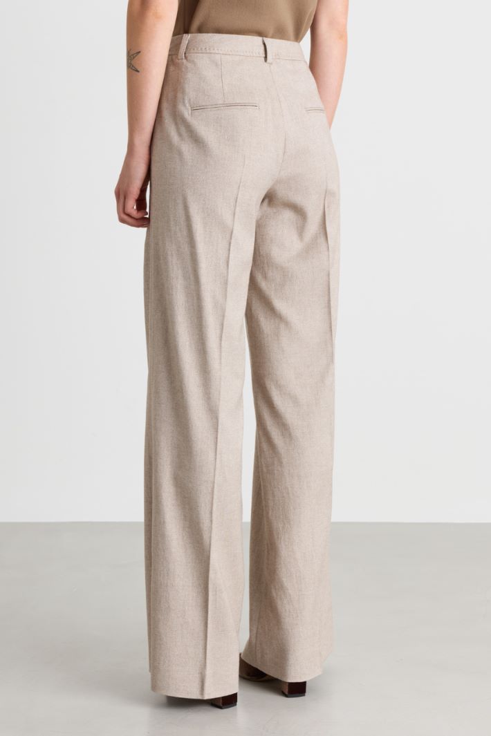 Wide-leg sablé trousers - BEIGE - Intrend - 4