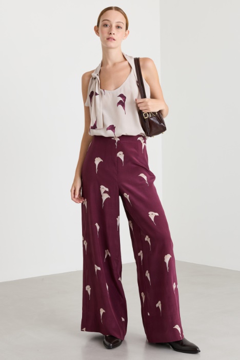 Wide trousers in voile - Intrend