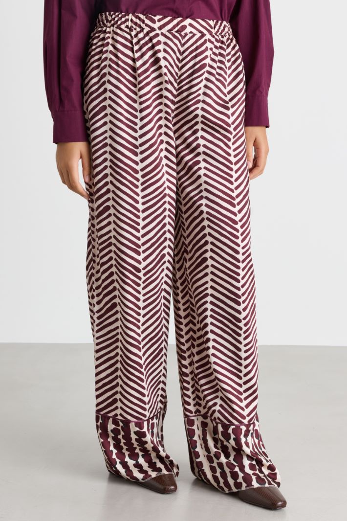 Pantalone in raso - BIANCO BORDEAUX - Intrend - 2