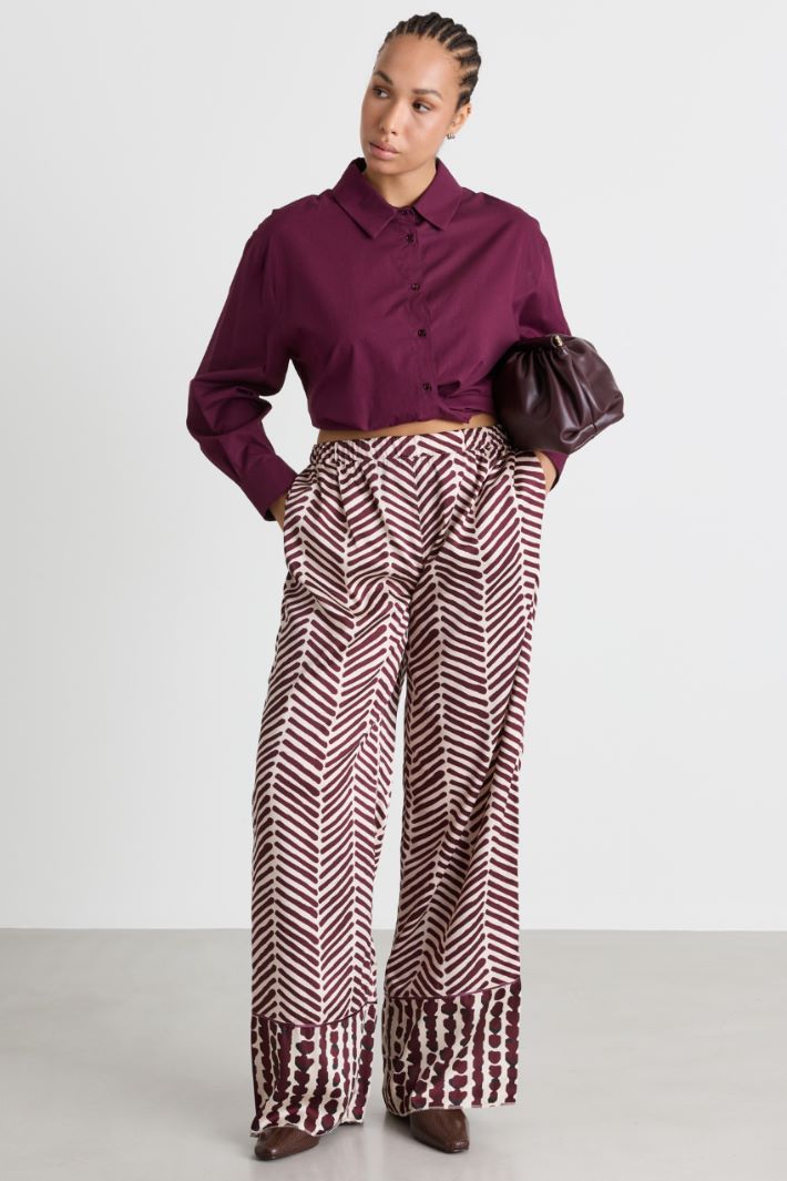 Pantalone in raso - BIANCO BORDEAUX - Intrend