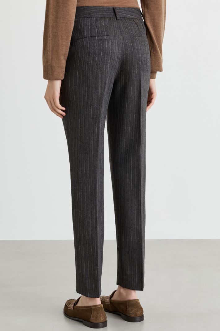 Slim-Fit Wool Twill Trousers - GREY - Intrend - 4