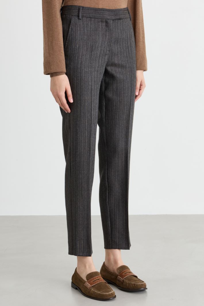 Slim-Fit Wool Twill Trousers - GREY - Intrend - 2