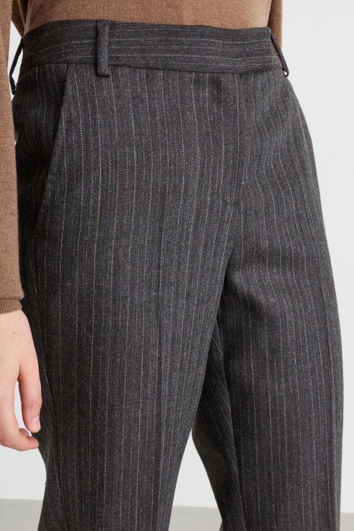 Slim-Fit Wool Twill Trousers - GREY - Intrend - 3