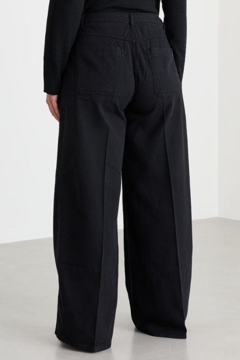 Pantalone palazzo in bull di cotone