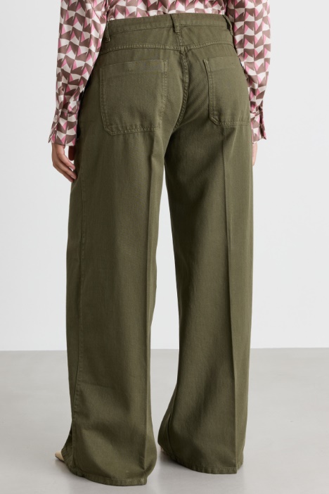 Pantalone palazzo in bull di cotone