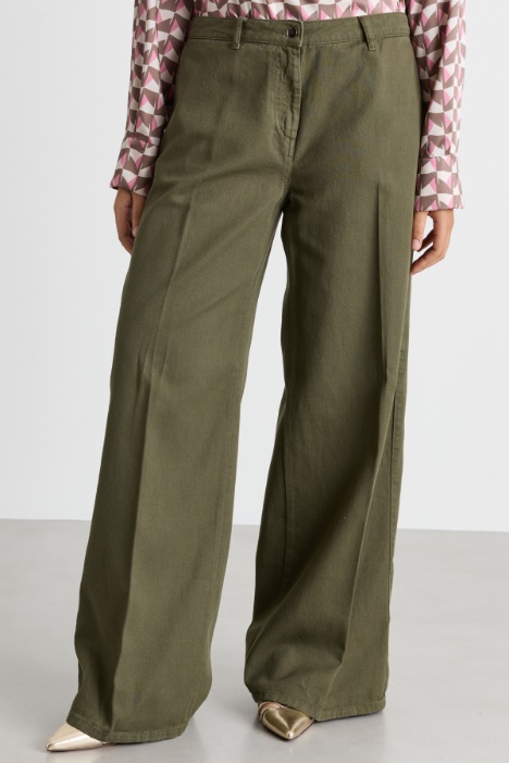 Pantalone palazzo in bull di cotone