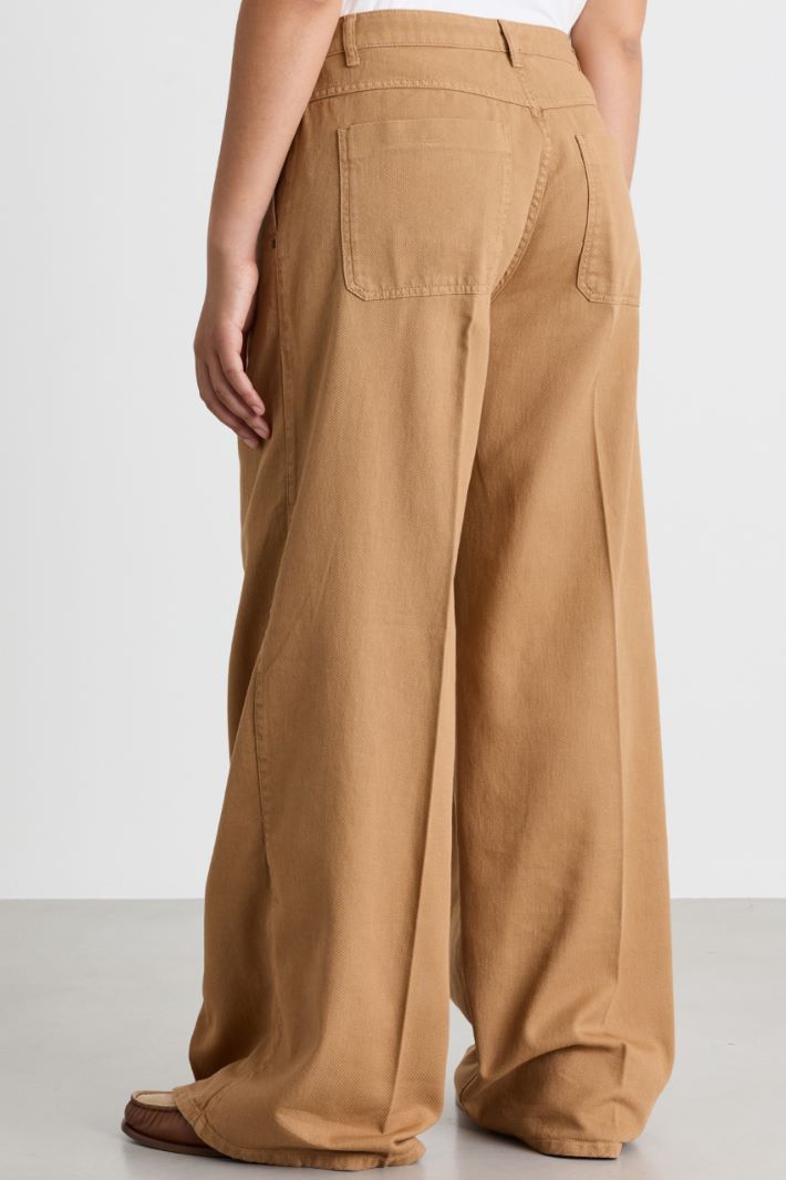 Bull Denim Palazzo Trousers - CAMEL - Intrend - 4