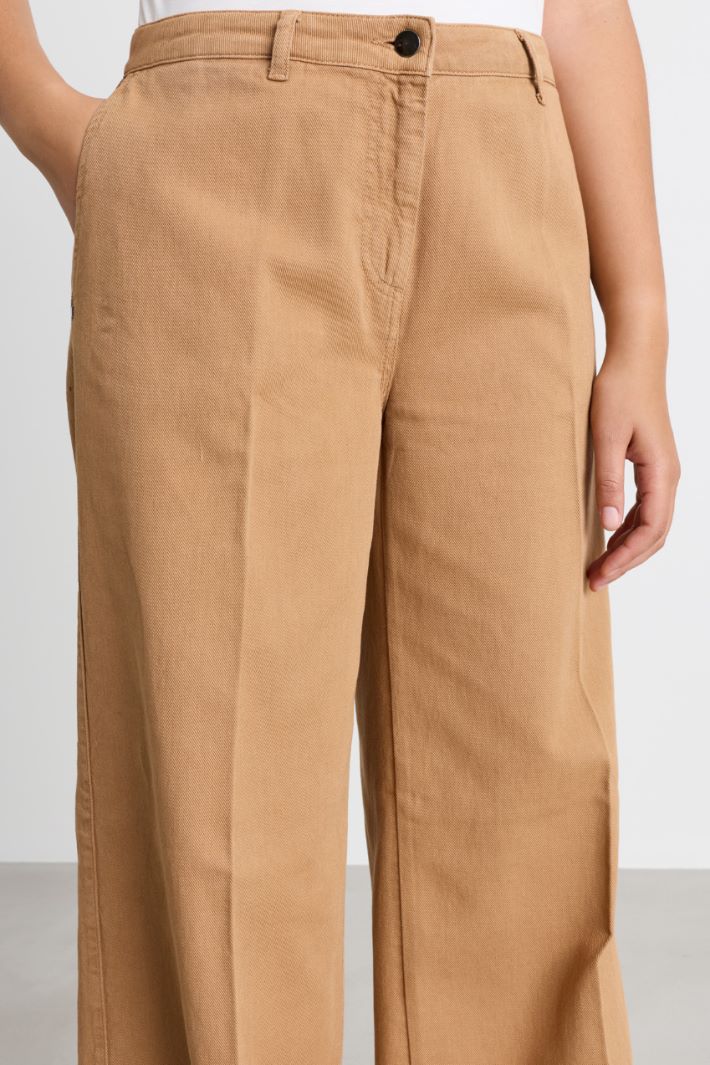 Bull Denim Palazzo Trousers - CAMEL - Intrend - 3