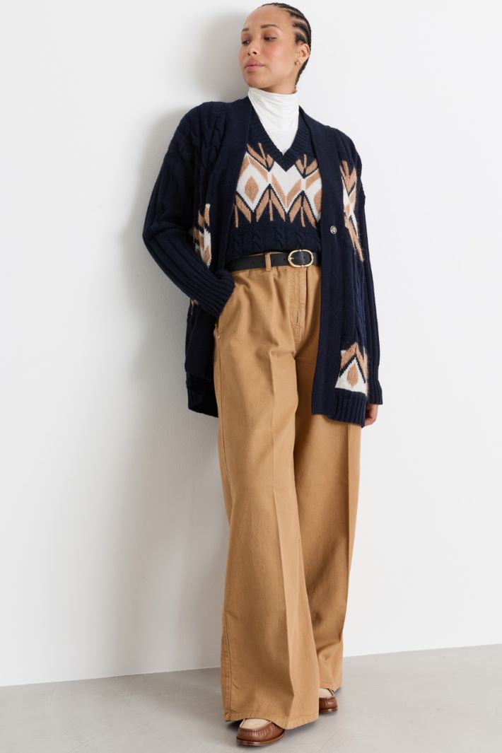 Bull Denim Palazzo Trousers - CAMEL - Intrend
