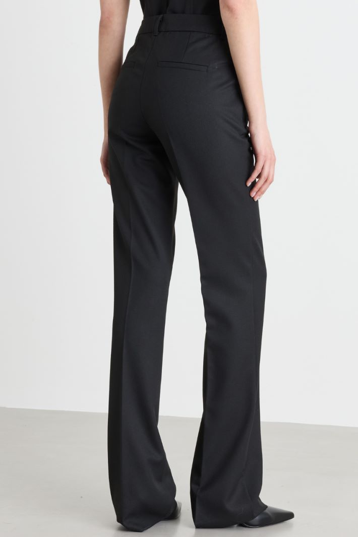 Trousers with flower-detail belt - BLACK - Intrend - 4