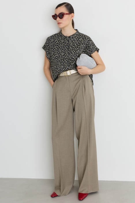 Wide-leg twill trousers - Intrend